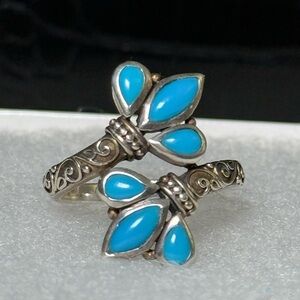 Samuel B. Sterling Silver 925 Sleeping Beauty Turquoise Stones Bypass Ring
